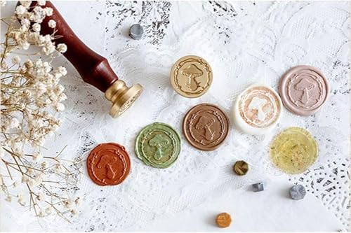 MGWOTH Mushroom Wreath Wax Seal Stamp Sealing Stamper, Small Nature Metal Letter Sealer with Wooden Handle for Party Invitations DIY Cards Envelopes Invitations Wedding Embellishment Bottle Decoration - Image 5
