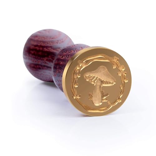 MGWOTH Mushroom Wreath Wax Seal Stamp Sealing Stamper, Small Nature Metal Letter Sealer with Wooden Handle for Party Invitations DIY Cards Envelopes Invitations Wedding Embellishment Bottle Decoration - Image 2