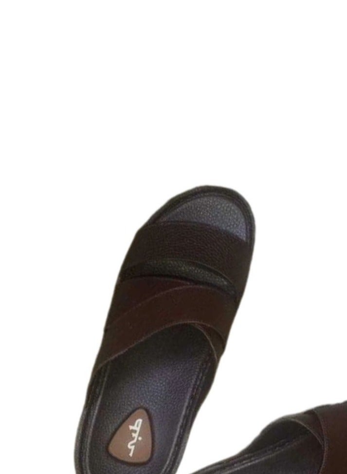 Hand Made "Men's Natural Leather Slippers; Handmade Men's Natural Leather Sandals with Leather Sole and Orthopedic Insole, Suitable for Those Suffering from Foot Pain-Brown - Image 3