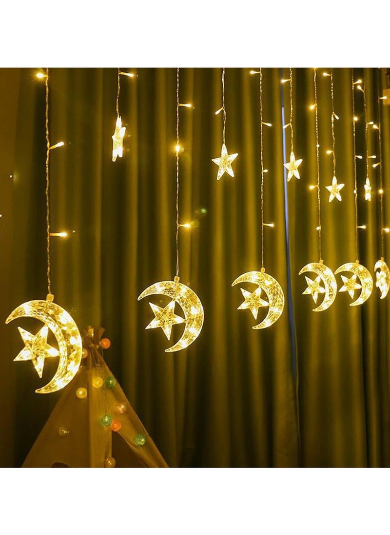 VUCATIN Christmas Decorations String Lights Battery Operated Curtain Lights Moon Star Led Lights for Bedroom Dorm Decor Battery Powered Fairy Lights Indoor Outdoor Decoration Twinkle Lights 11.48FT Ramadan Lanterns  - Image 3