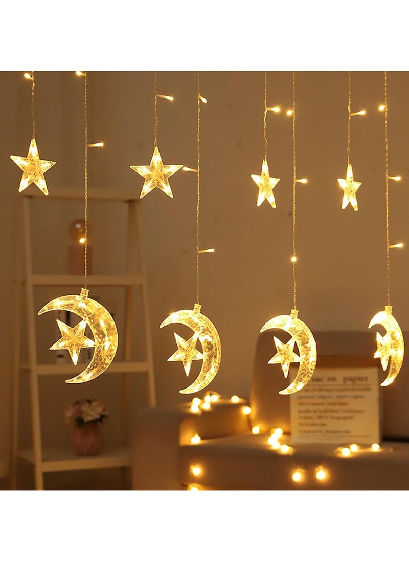 VUCATIN Christmas Decorations String Lights Battery Operated Curtain Lights Moon Star Led Lights for Bedroom Dorm Decor Battery Powered Fairy Lights Indoor Outdoor Decoration Twinkle Lights 11.48FT Ramadan Lanterns  - Image 2