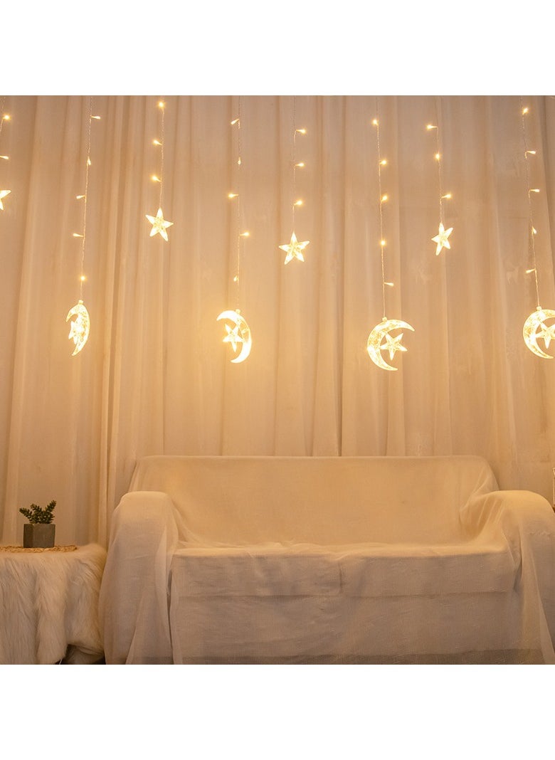 VUCATIN Christmas Decorations String Lights Battery Operated Curtain Lights Moon Star Led Lights for Bedroom Dorm Decor Battery Powered Fairy Lights Indoor Outdoor Decoration Twinkle Lights 11.48FT Ramadan Lanterns  - Image 4