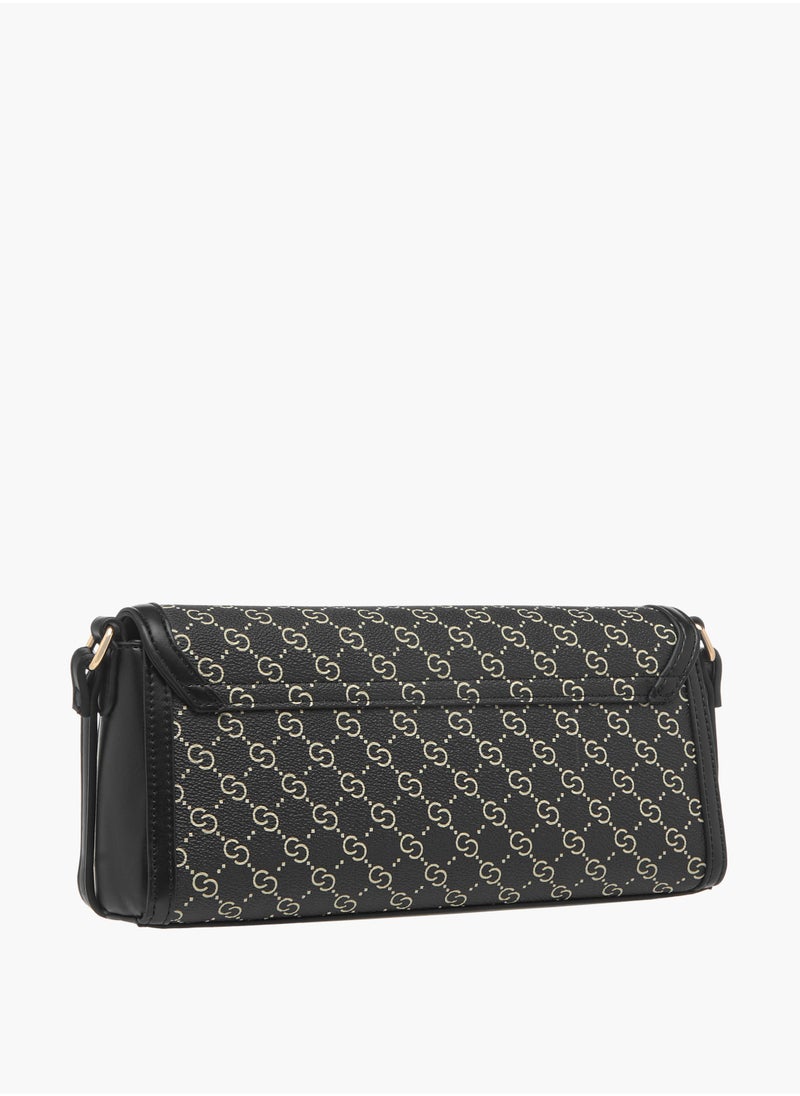 Celeste Women's Monogram Print Crossbody Bag with Flap Closure  - Image 5