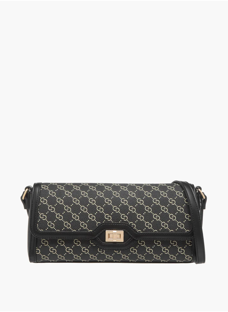 سيليست Women's Monogram Print Crossbody Bag with Flap Closure