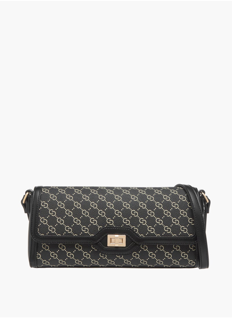 Celeste Women's Monogram Print Crossbody Bag with Flap Closure  - Image 1