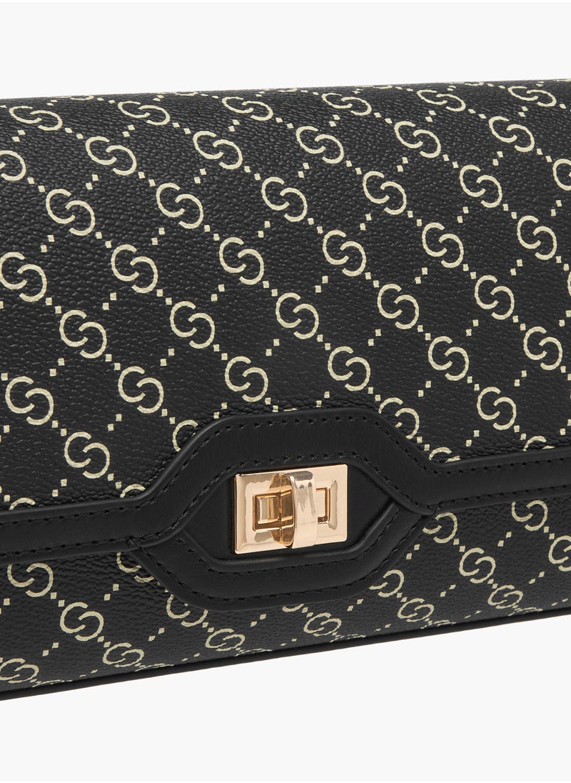 Celeste Women's Monogram Print Crossbody Bag with Flap Closure  - Image 4