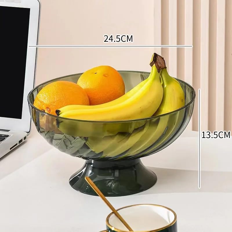 Bread Pastries Snacks Fruit Bowl with lid and drainage holes StorageServing Removable base BPAFree Plastic Green Medium DB164  - Image 2