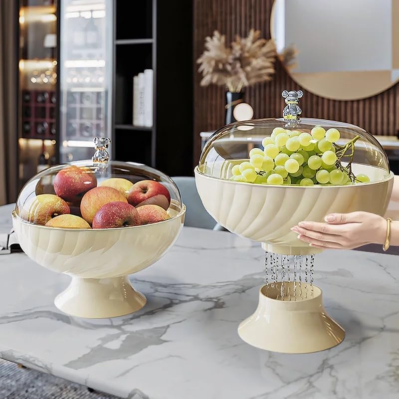 Bread Pastries Snacks Fruit Bowl with lid and drainage holes StorageServing Removable base BPAFree Plastic Green Medium DB164  - Image 3