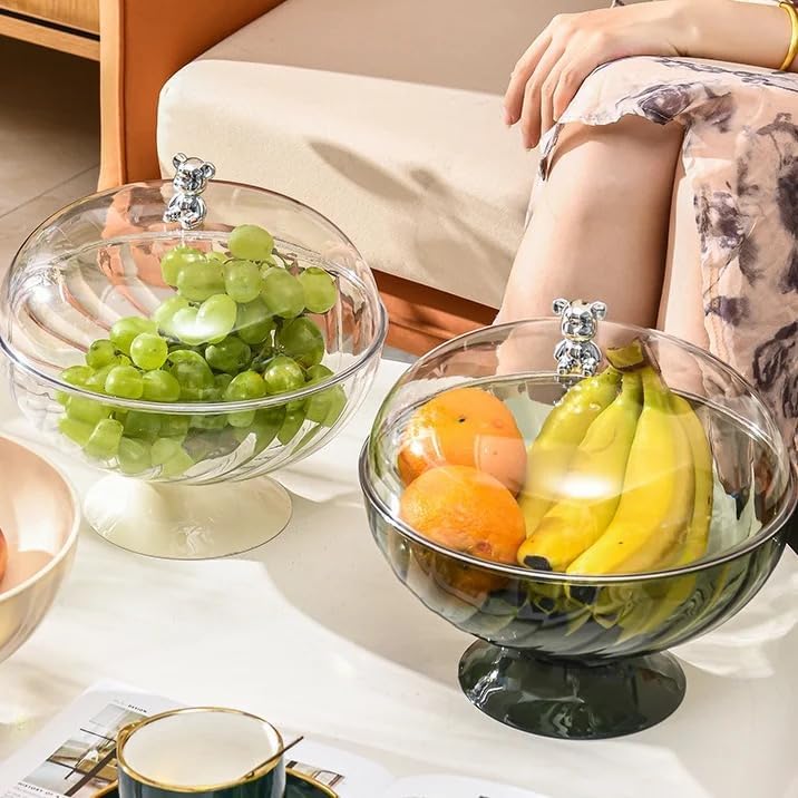 Bread Pastries Snacks Fruit Bowl with lid and drainage holes StorageServing Removable base BPAFree Plastic Green Medium DB164  - Image 4