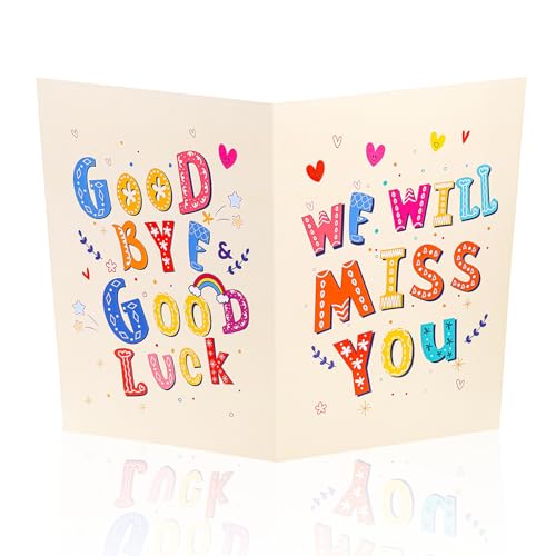 NQEUEPN Giant Greeting Card Farewell, 11x17.3 Inch Large Going Away Card with Envelope Coworkers We'll Miss You Leaving Goodbye Good Luck Jumbo Big Huge Card for Colleague Friends Gift (Yellow) - Image 1