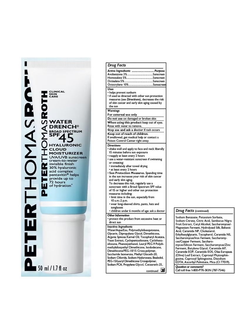 PETER THOMAS ROTH Water Drench Broad Spectrum SPF45  Hyaluronic Cloud Moisturizer 50ml  - Image 2