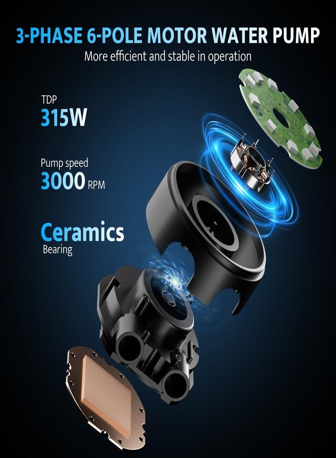 دارك فلاش مبرد وحدة المعالجة المركزية السائل المتكامل darkFlash DG360، مضخة عالية الأداء، مزامنة ARGB، مراوح توصيل متسلسلة PWM، مبرد متكامل متوافق مع Intel 1851/1700 و AMD AM4/AM5 (أسود، 360 مم) - Image 2