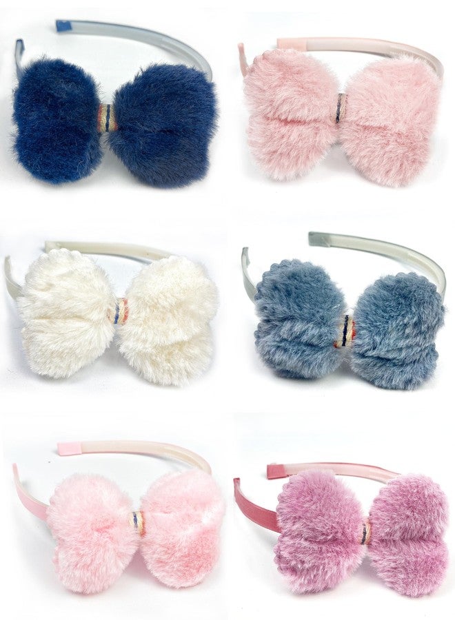 BellaStella Korean Fashionable Soft Fur Hairbands Stylish Headbands for Kids and Girls (Pack of 6 Pcs) - Image 1