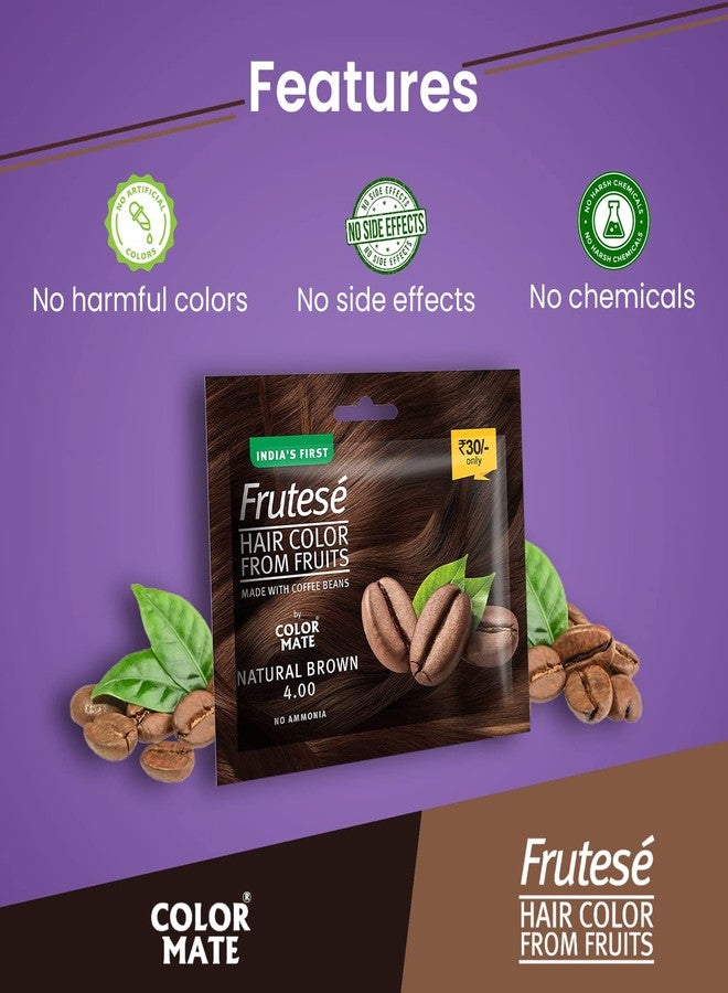 Color Mate “Frutesé Hair Color From Fruits (40 ml/Sachet) || Fruits - based hair color with conditioning formula || No Ammonia || (Natural Brown, 8) - Image 4