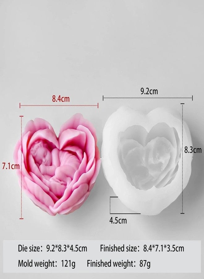 BITSKY INDIA Sleeping Baby Heart Layer Mould for Baby Shower Theme Making Candles, Chocolates Gum Paste Mould - Image 2