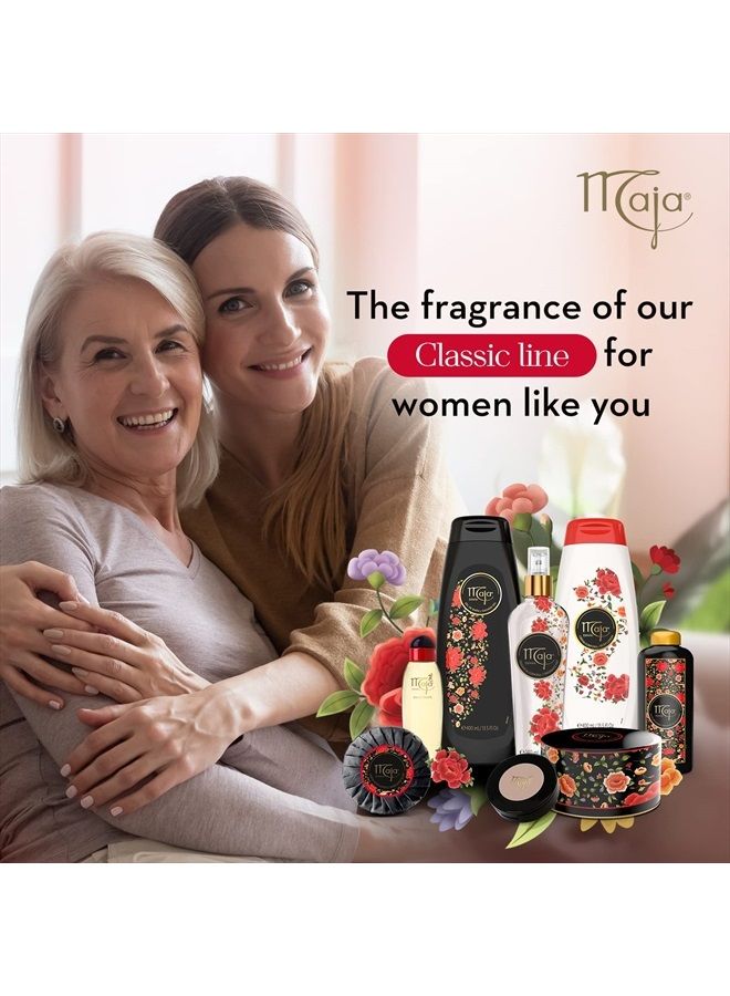 maja صابون كلاسيكي معطر صابون دائري فاخر لتنظيف وترطيب بشرتك يترك البشرة معطرة وناعمة 3 عبوات من صابون 3.5 أونصة، ورد، 3 قطع، (عبوة من 3) - Image 4