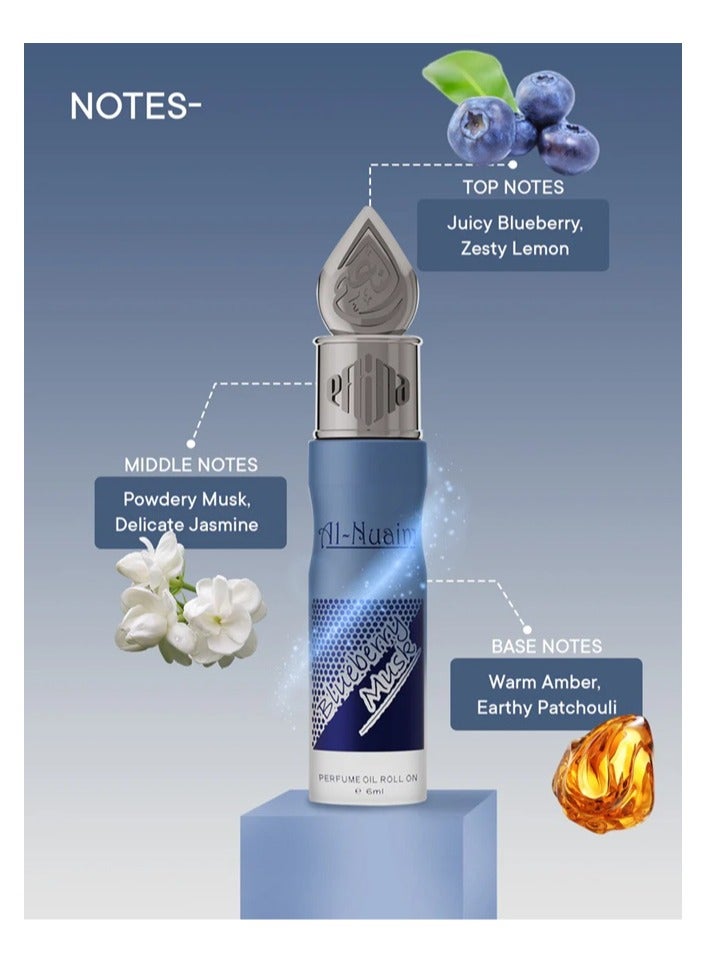 Al Nuaim Al-Nuaim Blueberry Musk Attar Roll-On 6ml | Alcohol-Free Unisex Concentrated Perfume Oil | Long Lasting Fruity, Floral & Musky Fragrance for Men & Women | Pocket Size Attar - Image 3