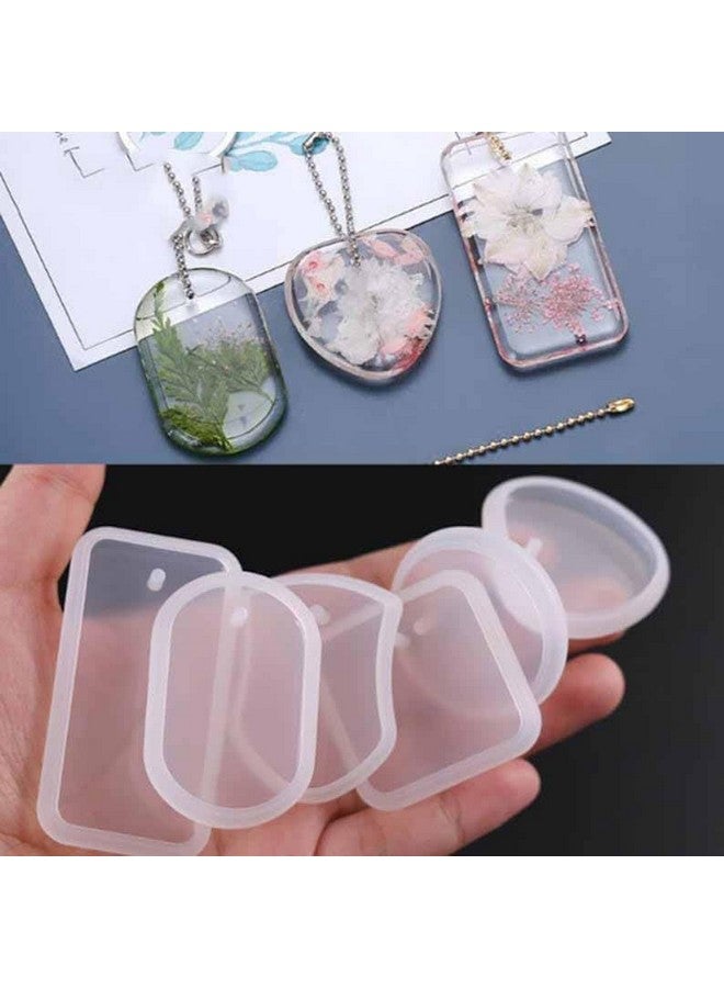 Snoogg Pack of 6 Resin Molds for Pendant,Resin Card Silicone Mold,Heart, Round, Oval, Square, Rectangular, Hanging Resin Mold for Jewellery Keychain and More - Image 3