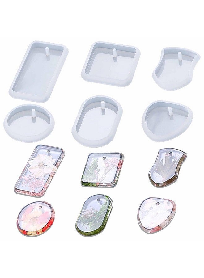 Snoogg Pack of 6 Resin Molds for Pendant,Resin Card Silicone Mold,Heart, Round, Oval, Square, Rectangular, Hanging Resin Mold for Jewellery Keychain and More - Image 1