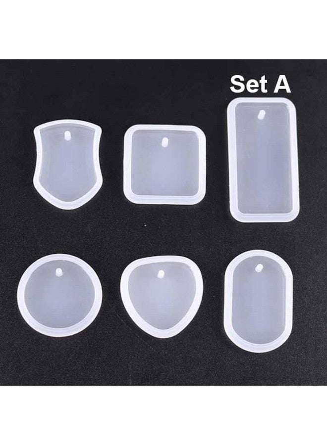 Snoogg Pack of 6 Resin Molds for Pendant,Resin Card Silicone Mold,Heart, Round, Oval, Square, Rectangular, Hanging Resin Mold for Jewellery Keychain and More - Image 2