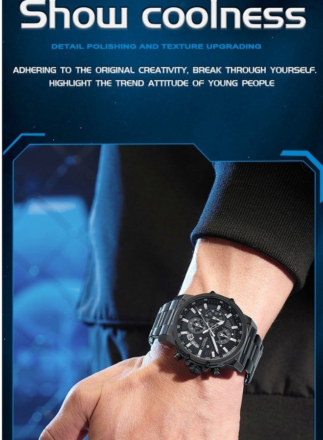 ABORNI Luxury Men’s Chronograph Watch, Large Dial Multifunction Business Quartz Wristwatch, Luminous Waterproof Design, Perfect Gift for Boyfriend - Image 5