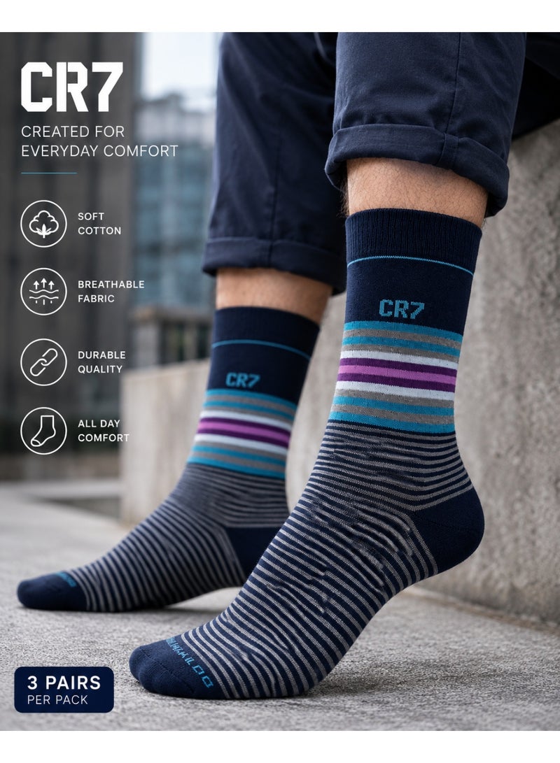 CR7 Men's Socks 3-Pack, Cotton Rich Socks for Men, Size 40–46, 75% Cotton, 22% Polyester, 3% Elastane, Comfortable Stretch Fit - Image 4
