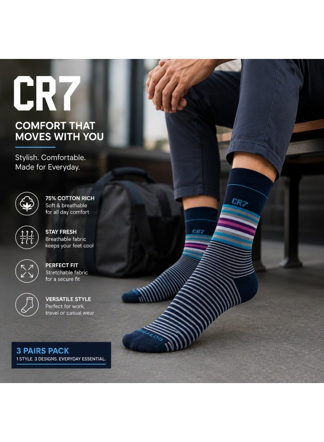 CR7 Men's Socks 3-Pack, Cotton Rich Socks for Men, Size 40–46, 75% Cotton, 22% Polyester, 3% Elastane, Comfortable Stretch Fit - Image 5