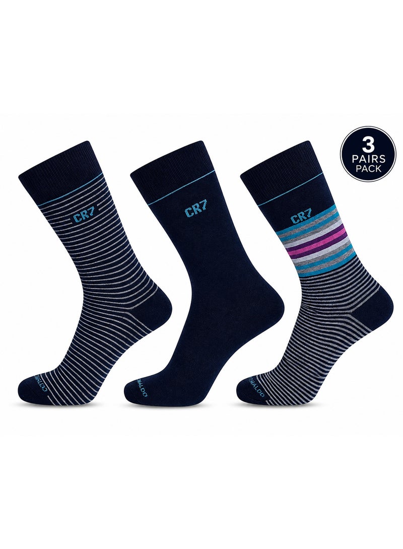 CR7 Men's Socks 3-Pack, Cotton Rich Socks for Men, Size 40–46, 75% Cotton, 22% Polyester, 3% Elastane, Comfortable Stretch Fit - Image 1