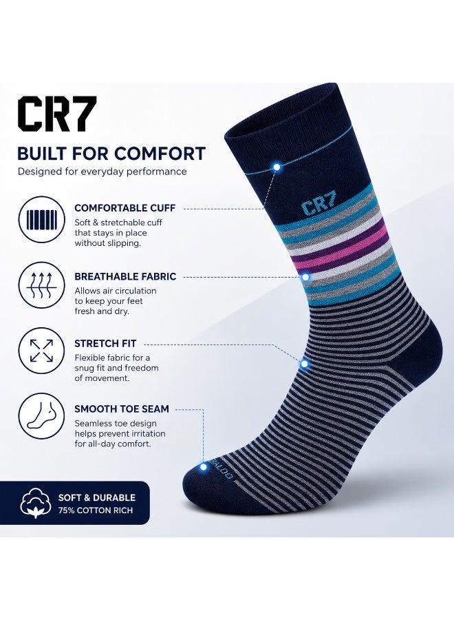 CR7 Men's Socks 3-Pack, Cotton Rich Socks for Men, Size 40–46, 75% Cotton, 22% Polyester, 3% Elastane, Comfortable Stretch Fit - Image 2