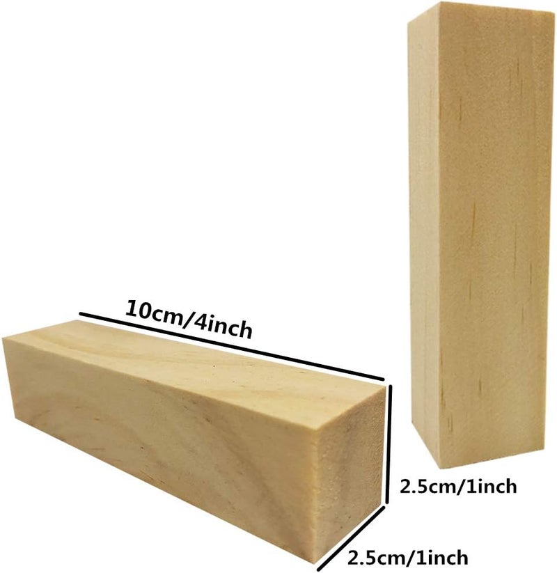 Fycooler Basswood Whittlers Carving Blocks,Wood Carving/Whittling Kit,Unfinished Wood Blocks for Wood Carving, DIY Carving Wood for Wood Carving Hobby Whittler Art Sculpturing Craft 14Pcs 10x2.5x2.5cm - Image 2
