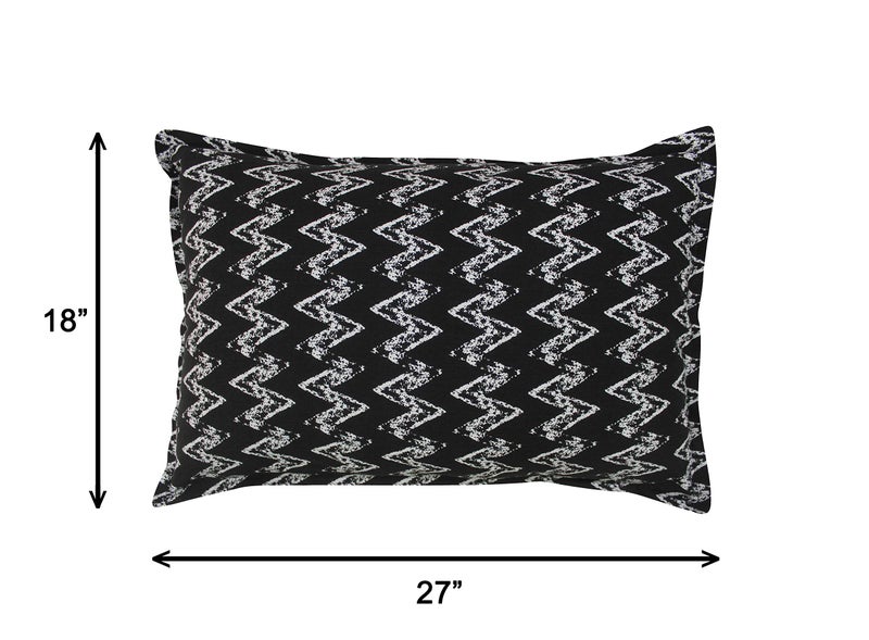 Airwill 100% Cotton Printed Pattern Flap Pillow Covers (46x69cm)(Black, Pack of 2 Pieces) - Image 2