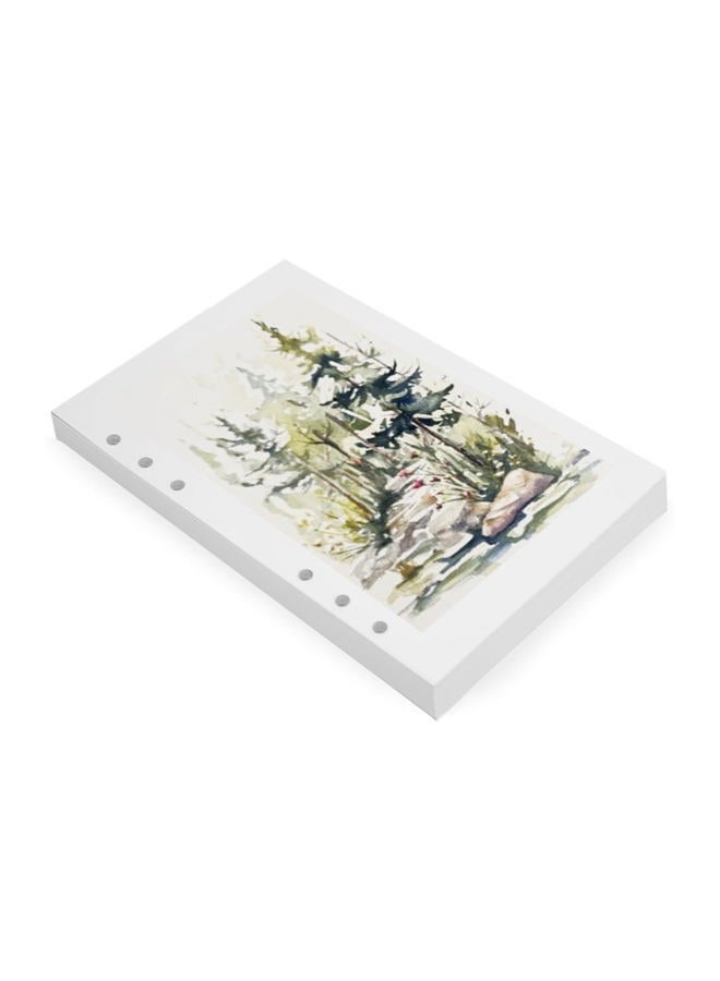 Wanderings ورق مائي قابل للتبديل بحجم A5 350 GSM مع 6 حلقات - 8 1/4 × 5 5/8 بوصة - ورق مائي سميك أبيض قابل للتبديل متوافق مع فيلوفاكس 6 ثقوب 100 ورقة 200 صفحة فارغة - Image 2