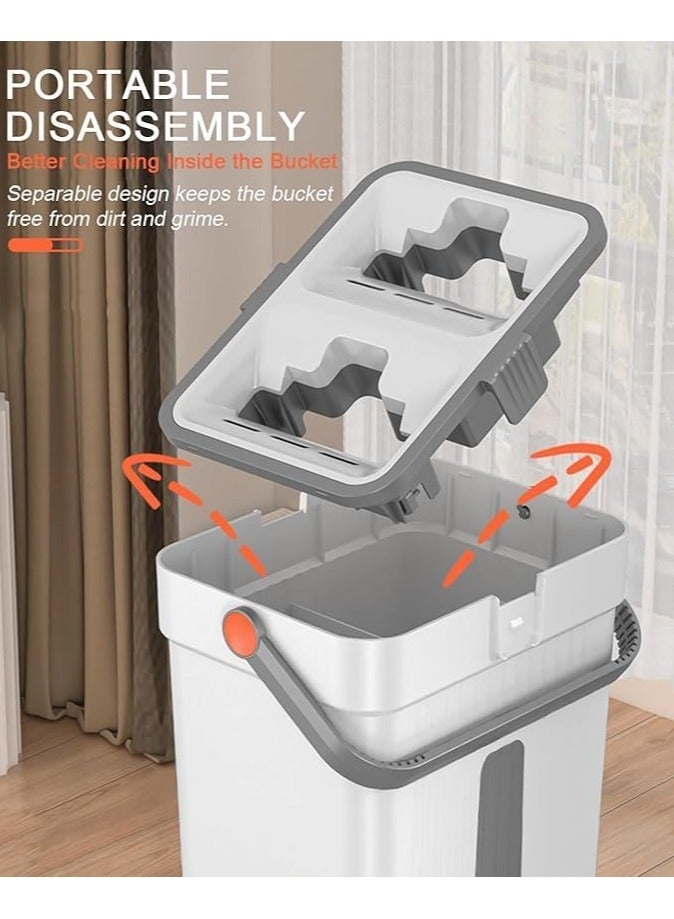 Hands-Free Flat Mop and Bucket Set with 8 Reusable Microfiber Pads – 360° Rotating Head, Double-Compartment Easy Wring System for Wet & Dry Cleaning on Floors, Tiles, Wood, and Windows Square Type  - Image 5