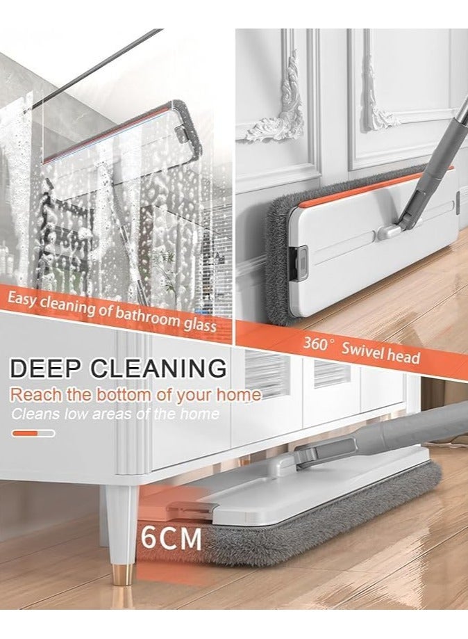 Hands-Free Flat Mop and Bucket Set with 8 Reusable Microfiber Pads – 360° Rotating Head, Double-Compartment Easy Wring System for Wet & Dry Cleaning on Floors, Tiles, Wood, and Windows Square Type  - Image 3