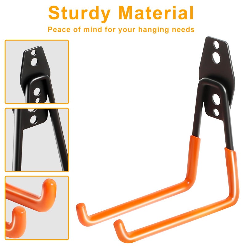 Kurui Heavy Duty Garage Hooks For Hanging  2 Pack Metal Garage Organization Hooks  Garage Storage Hooks For Ladder Extension Cord Cable  Wall Mount Medium Utility Hooks  Garden Tool Organizer/Hanger - Image 5