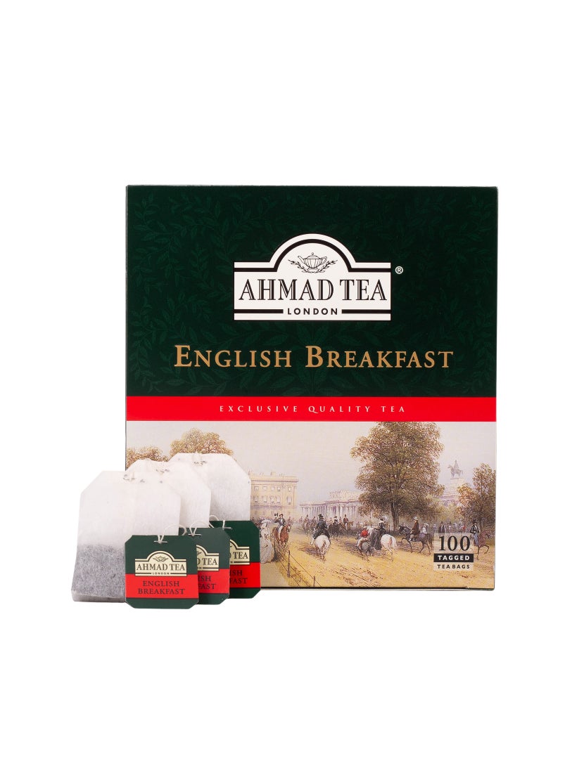 Ahmad Tea English Breakfast Tagged Tea 100 Teabags (200g)  - Image 1