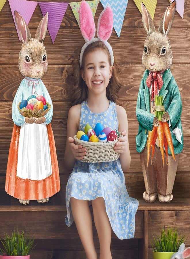 كابودا عبوتان من لافتات عيد الفصح للحديقة، بتصميم أرنب عتيق، زينة خارجية للحديقة، لافتات بيض عيد الفصح مع حوامل على شكل حرف H لحفلات عيد الفصح، مستلزمات الربيع للفناء والحديقة، مقاس 33 × 12.9 بوصة - Image 5