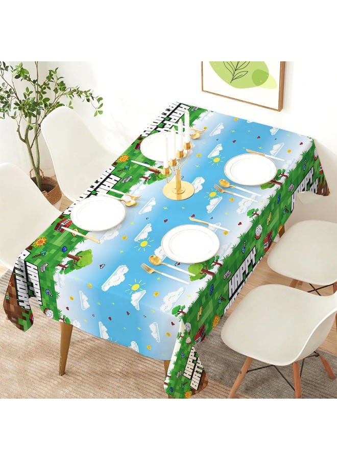 WAHA-GG 3 Pack Video Game Tablecloth,Plastic Disposable Gaming Theme Tablecloth, Retro Pixel Art Block Design, Vibrant 8-Bit Square Patterns for Kids Birthday Party,54 * 108 inch. - Image 4