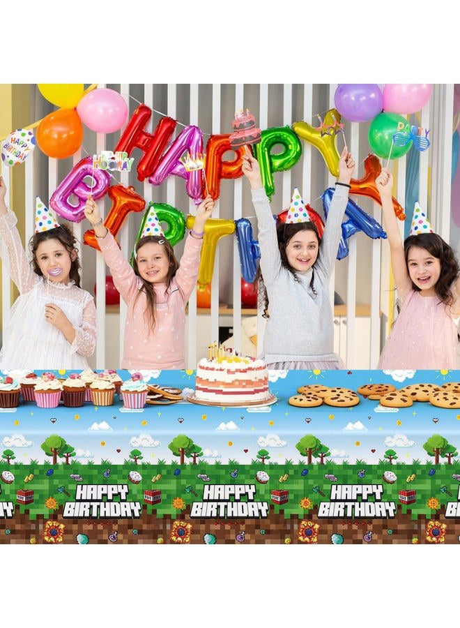 WAHA-GG 3 Pack Video Game Tablecloth,Plastic Disposable Gaming Theme Tablecloth, Retro Pixel Art Block Design, Vibrant 8-Bit Square Patterns for Kids Birthday Party,54 * 108 inch. - Image 5