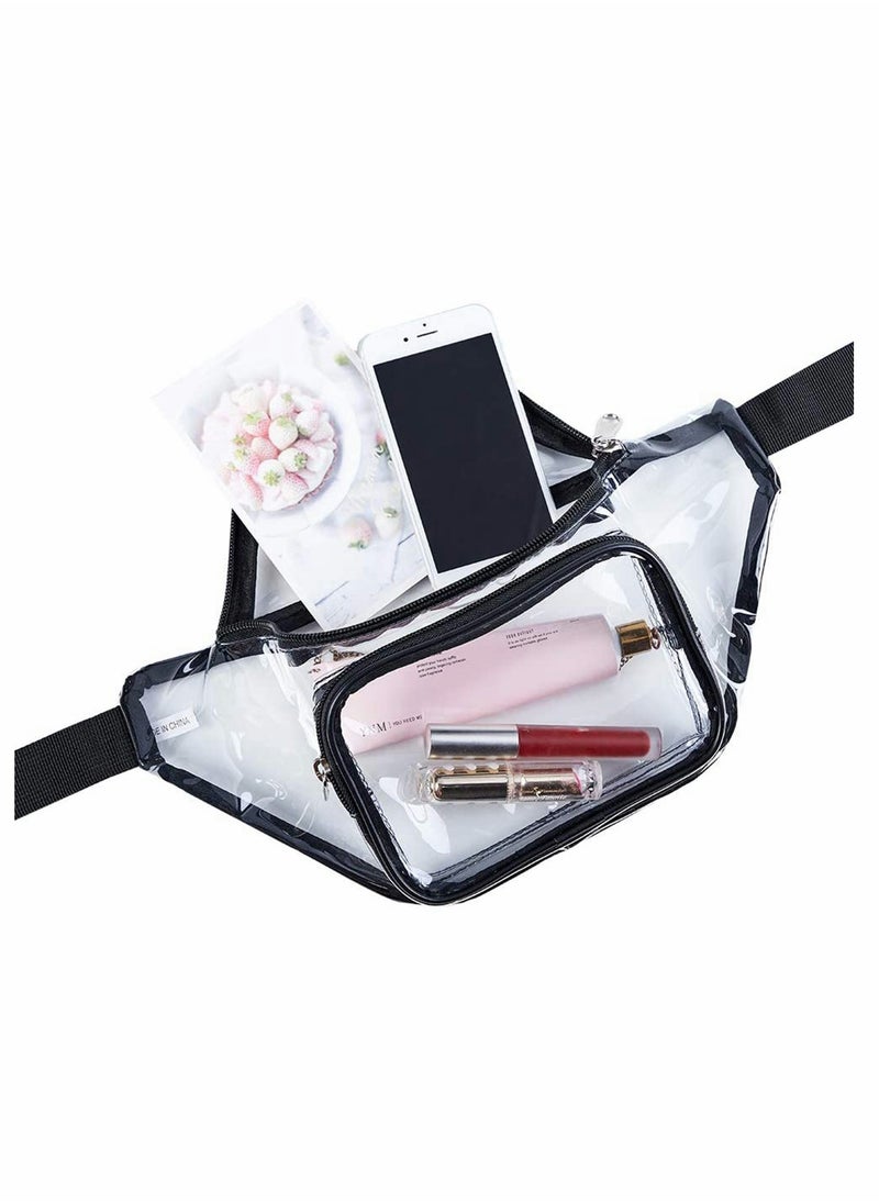 KASTWAVE - Clear Multi Purpose Zipper Packs Stadium Approved Fashion Crossbody Purse Waist Bag for Women Pack with Adjustable Strap Outdoors and Traveling Black - Image 1