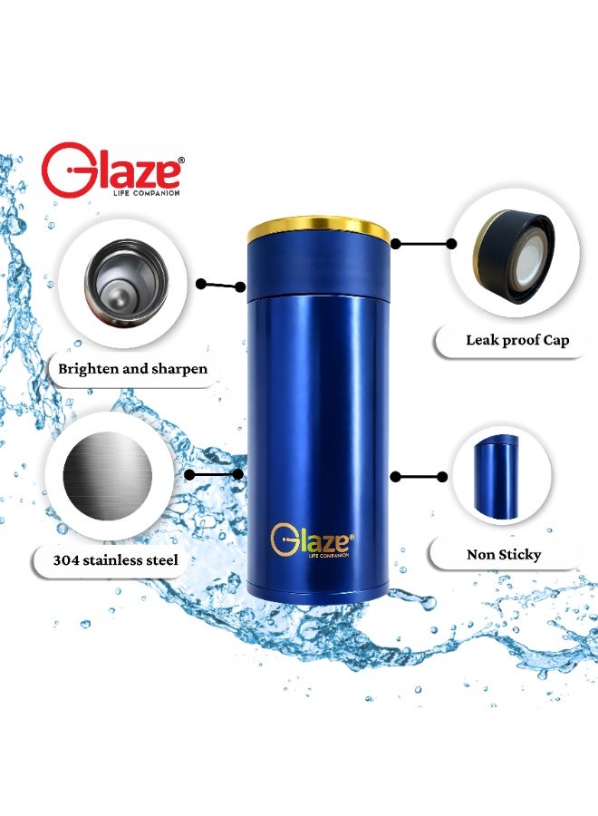 Glaze Water Bottle 304 Stainless Steel Vacuum Insulated Hot & Cold Leak-Proof 260ml Blue - Image 5