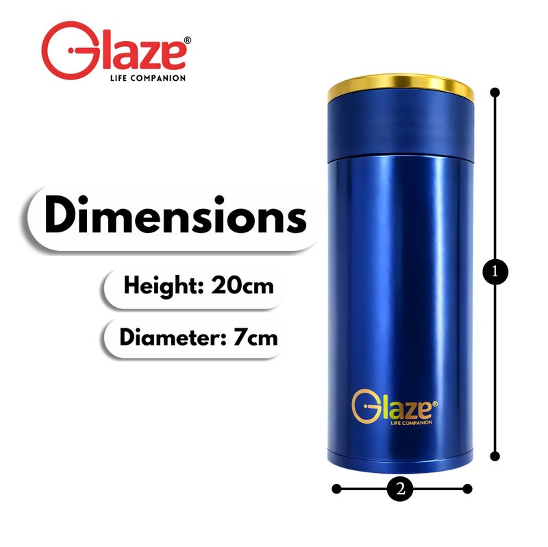 جليز كوب قهوة 260 مل معزول بتقنية التفريغ، كوب سفر حراري من الستانلس ستيل مع غطاء محكم، ترمس صغير مانع للتسرب للمشروبات الساخنة مثل القهوة والشاي، كوب إسبريسو محمول للمكتب – أزرق - Image 4