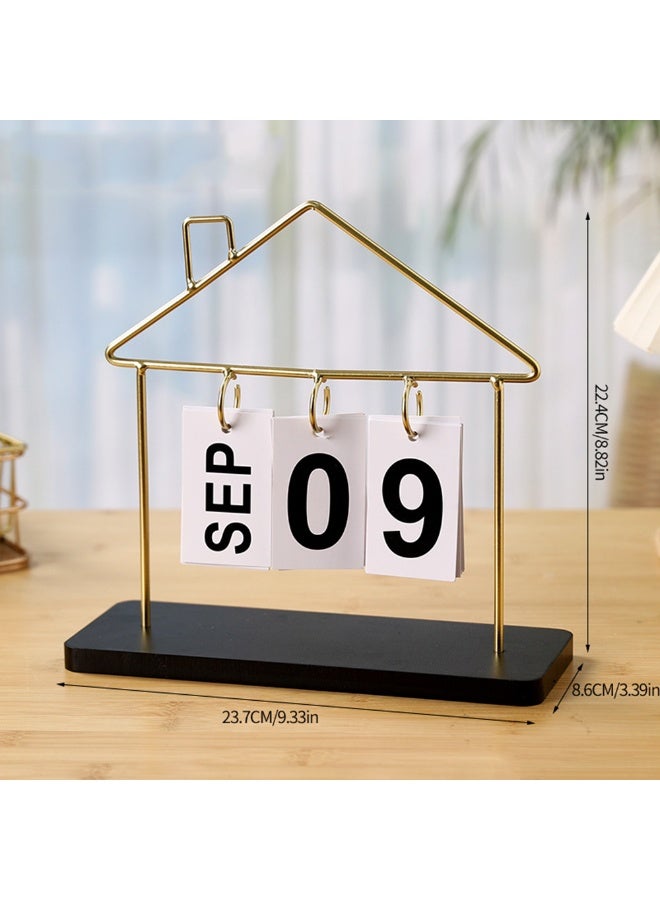 1pcs Nordic Minimalist And Creative Wooden Calendar Ornament ，Creative Small House Shape Desk Calendar Office Desktop Decoration Ornament - Image 3