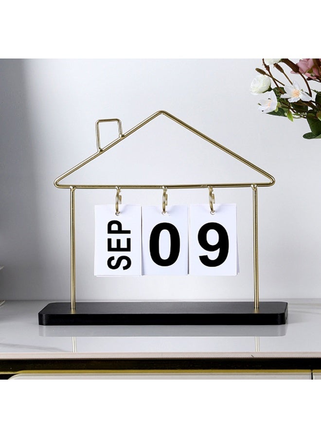1pcs Nordic Minimalist And Creative Wooden Calendar Ornament ，Creative Small House Shape Desk Calendar Office Desktop Decoration Ornament - Image 2