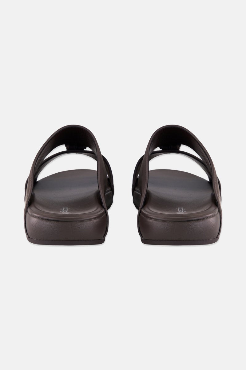 Algspar Men Slip On Arabic Sandals, Dark Brown - Image 2