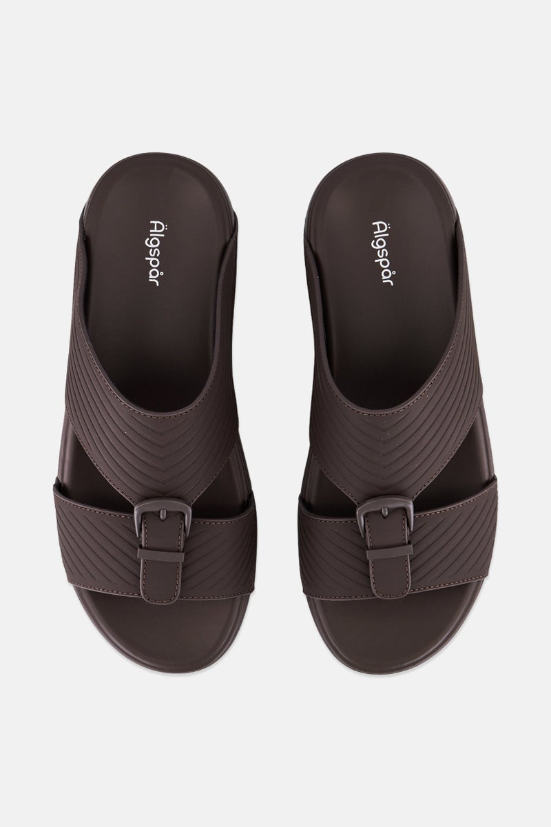 Algspar Men Slip On Arabic Sandals, Dark Brown - Image 3