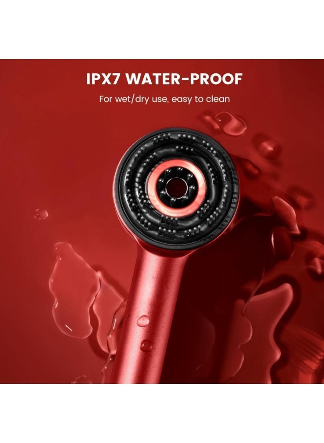 XTECH 3 in-1 Electric Scalp Massager Head, Handheld Portable Scratcher Massager for Hair Growth, Cordless Massager for Scalp & Hair, IPX7 Waterproof, Unique Essential Oil Atomization Function (Red) - Image 2