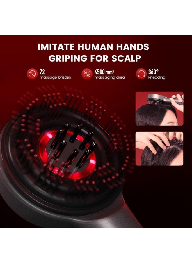 XTECH 3 in-1 Electric Scalp Massager Head, Handheld Portable Scratcher Massager for Hair Growth, Cordless Massager for Scalp & Hair, IPX7 Waterproof, Unique Essential Oil Atomization Function (Red) - Image 3