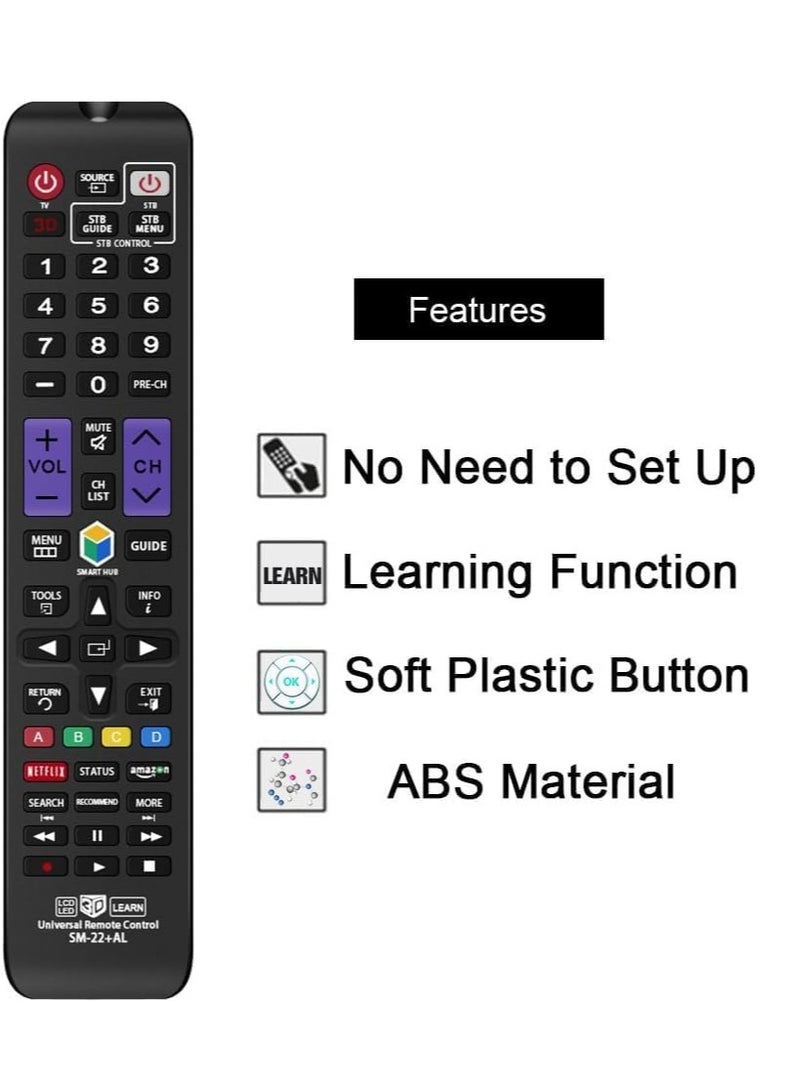 Universal Remote Control Compatible Replacement for Samsung TV/ 3D/ LCD/LED/HDTV/Smart TV, AA59-00666A BN59-01178W BN59-01199F AA59-00638A AA59-00637A AA59-00594A AA59-00600A AA59-0 - Image 4