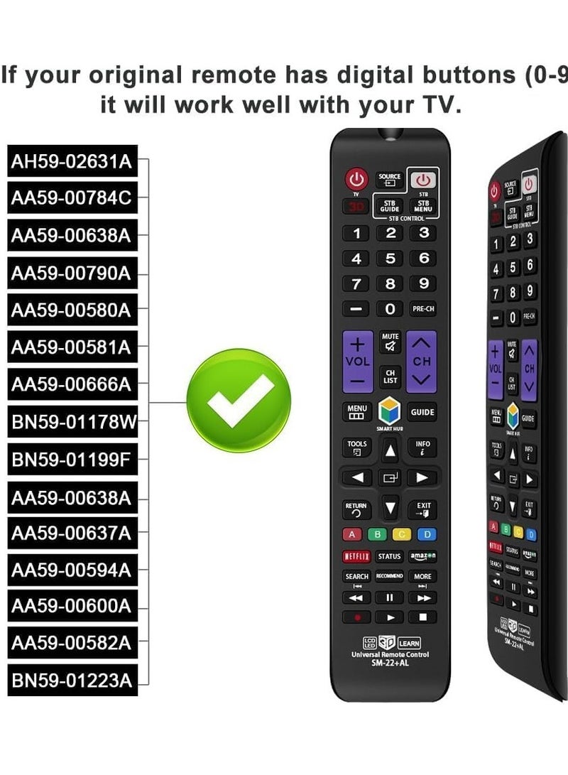 Universal Remote Control Compatible Replacement for Samsung TV/ 3D/ LCD/LED/HDTV/Smart TV, AA59-00666A BN59-01178W BN59-01199F AA59-00638A AA59-00637A AA59-00594A AA59-00600A AA59-0 - Image 2